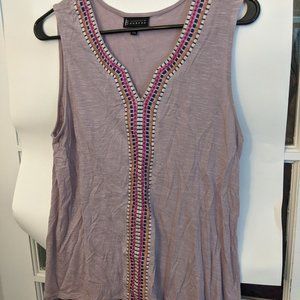 Collection by Bobeau Purple Tank w Embroidery sz L